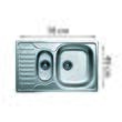 Кухненска мивка Freddo SN9023D, 2 корита, против варовик, за плот 78x49 см, дясно корито, Неръждаема стомана