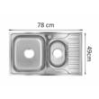 Кухненска мивка Freddo SN9023S, 2 корита, антиваровик, за плот 78x49 см, ляво корито, Неръждаема стомана
