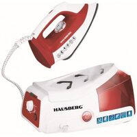 Станция за гладене HAUSBERG HB-7920RS, 2200W, 68g/min, 1000ml, против варовик, термостат, керамична гладеща плоча, Червено-бяла