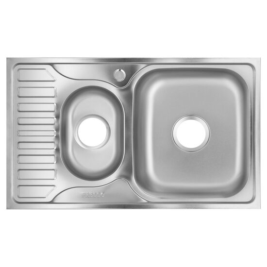 Кухненска мивка Freddo SN9023D, 2 корита, против варовик, за плот 78x49 см, дясно корито, Неръждаема стомана
