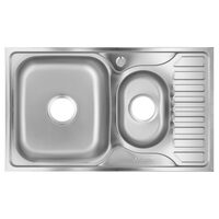 Кухненска мивка Freddo SN9023S, 2 корита, антиваровик, за плот 78x49 см, ляво корито, Неръждаема стомана